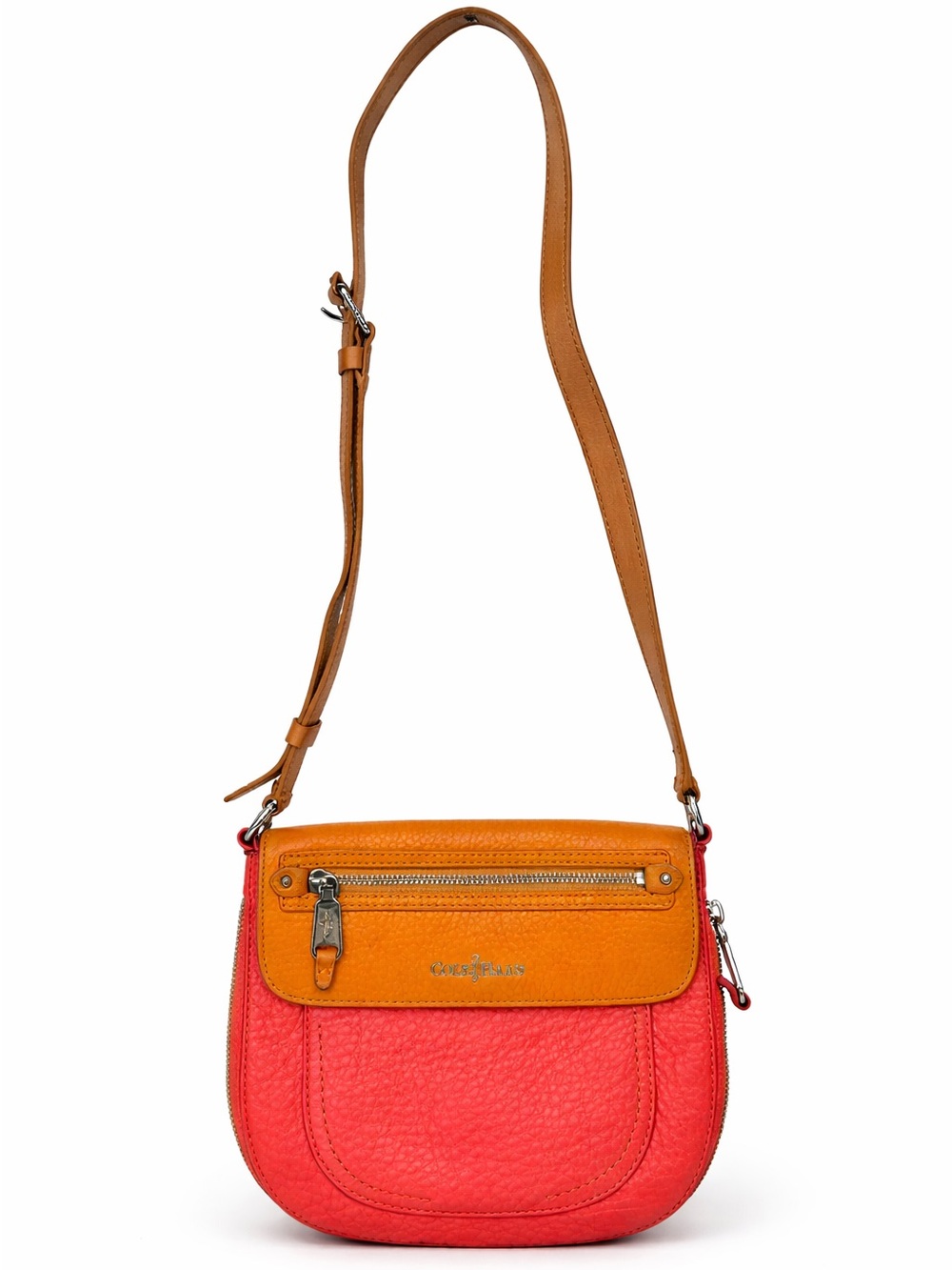Cole Haan Pebbled Leather Crossbody Bag Saddle Purse
